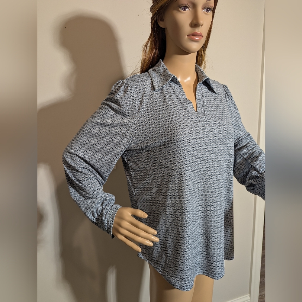 Adrianna Papell Black and White Patterned Shirt #762